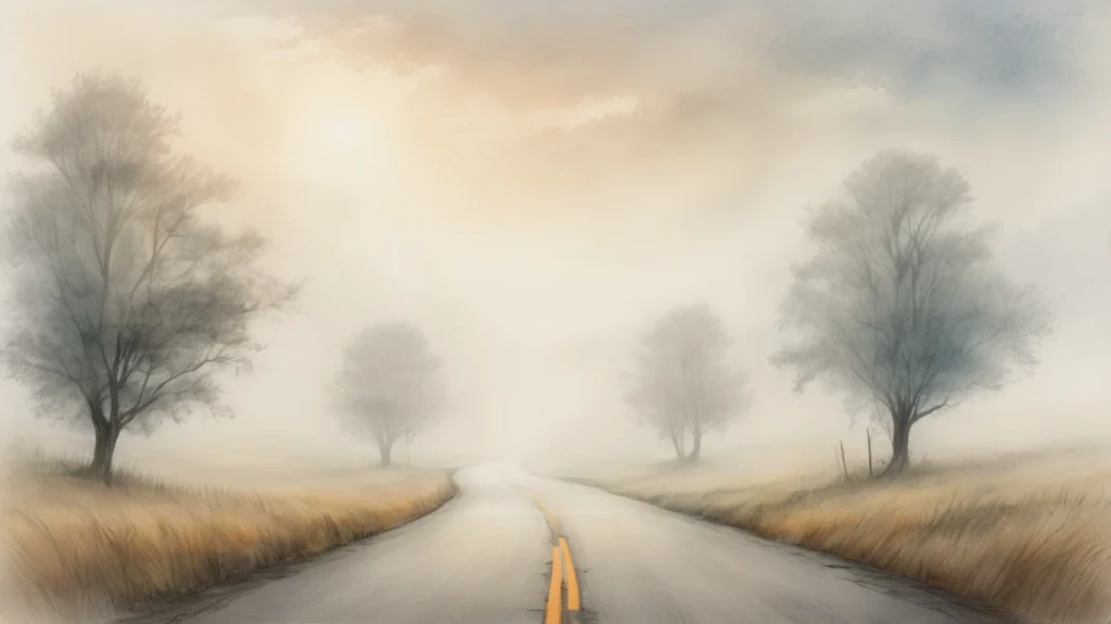 Walking on a foggy road without knowing what's ahead