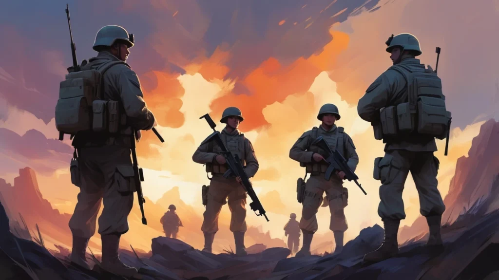 Soldiers in a war.