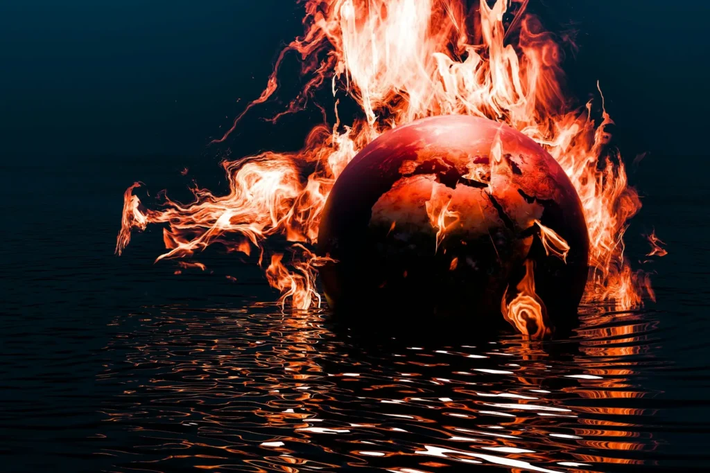 Earth burning due to Global Warming